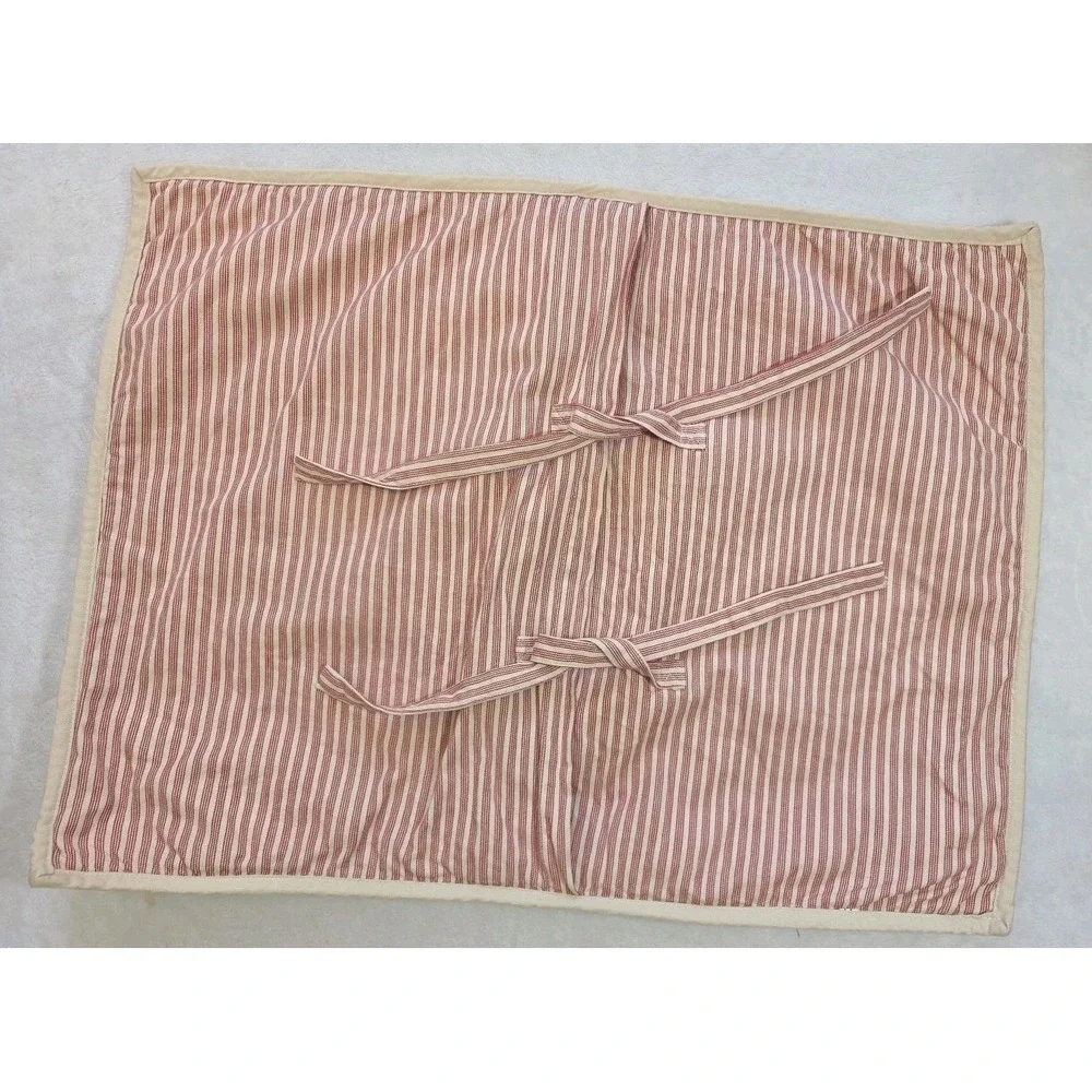 2 Pottery Barn‎ Vintage Stripe Patchwork Quilted Pillow Shams Ticking 2007 STD
